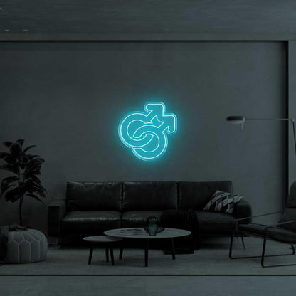Intertwined Male Symbols Yellow Led Neon Sign For Modern Living Room | Shineneon