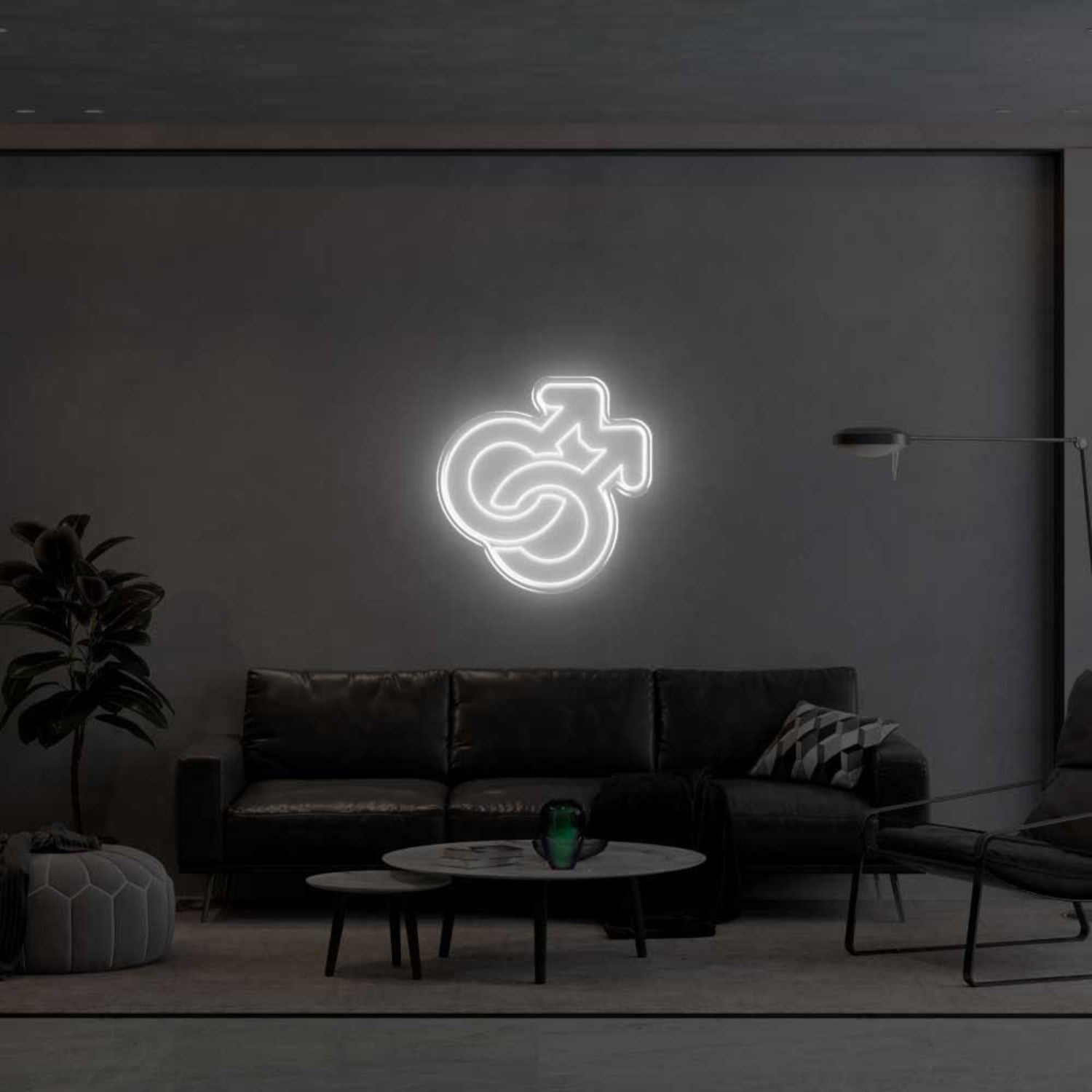 Intertwined Male Symbols Yellow Led Neon Sign For Modern Living Room | Shineneon