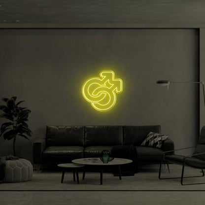 Intertwined Male Symbols Yellow Led Neon Sign For Modern Living Room | Shineneon