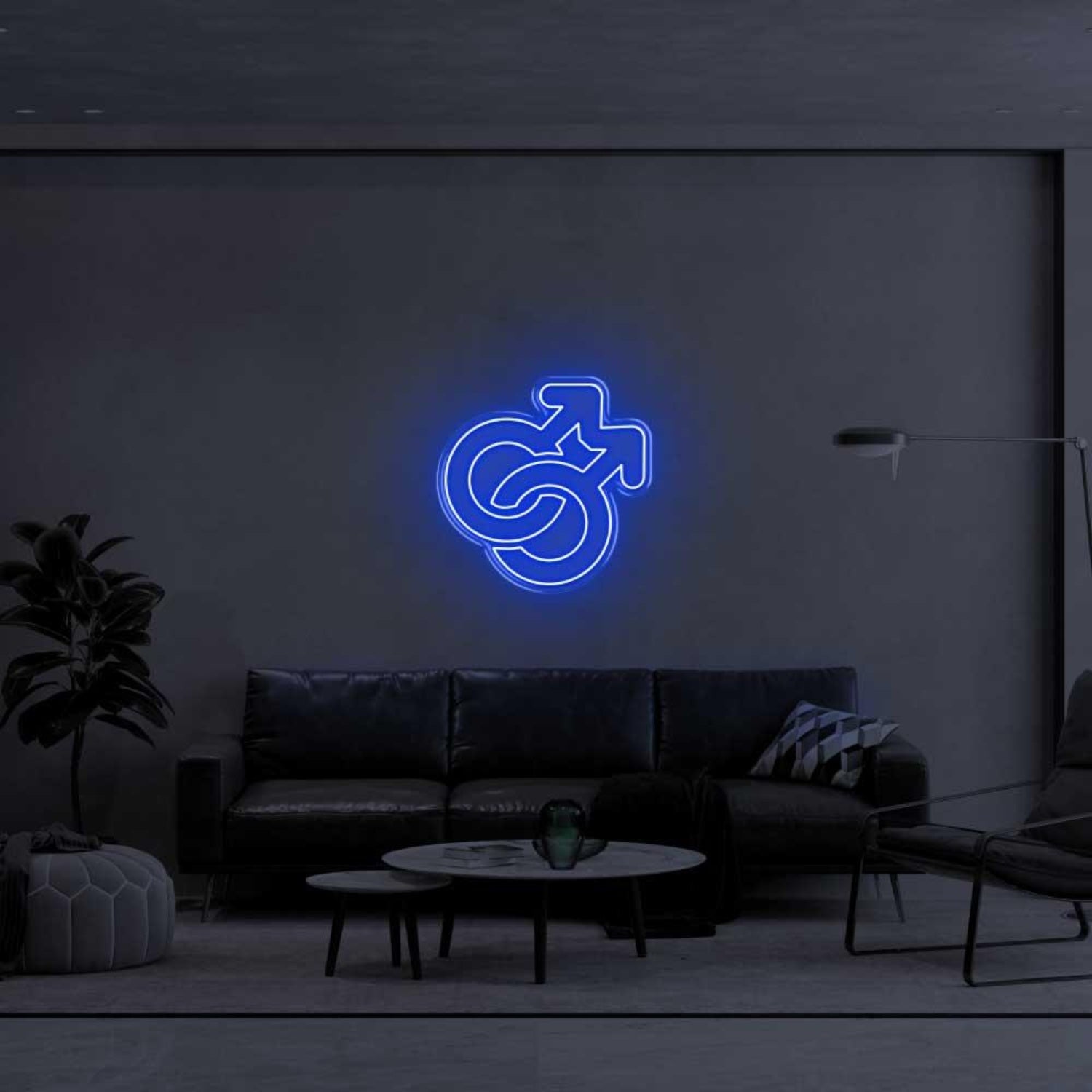 Intertwined Male Symbols Yellow Led Neon Sign For Modern Living Room | Shineneon