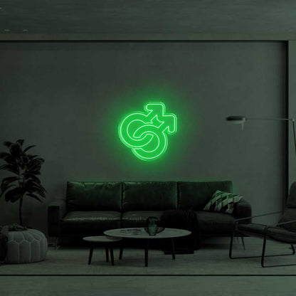 Intertwined Male Symbols Yellow Led Neon Sign For Modern Living Room | Shineneon