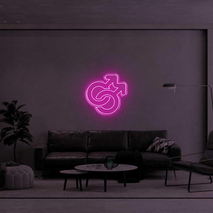 Intertwined Male Symbols Yellow Led Neon Sign For Modern Living Room | Shineneon