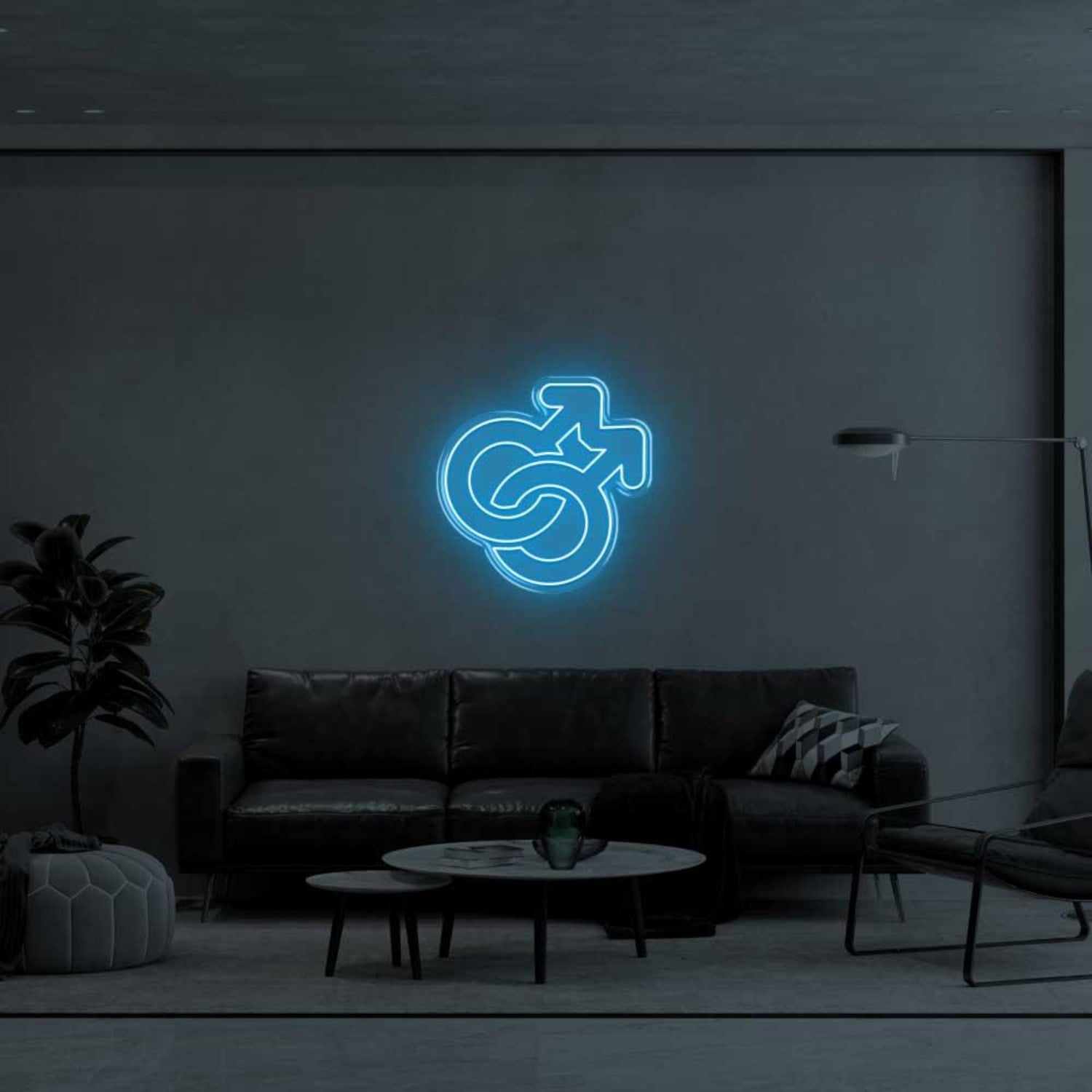 Intertwined Male Symbols Yellow Led Neon Sign For Modern Living Room | Shineneon