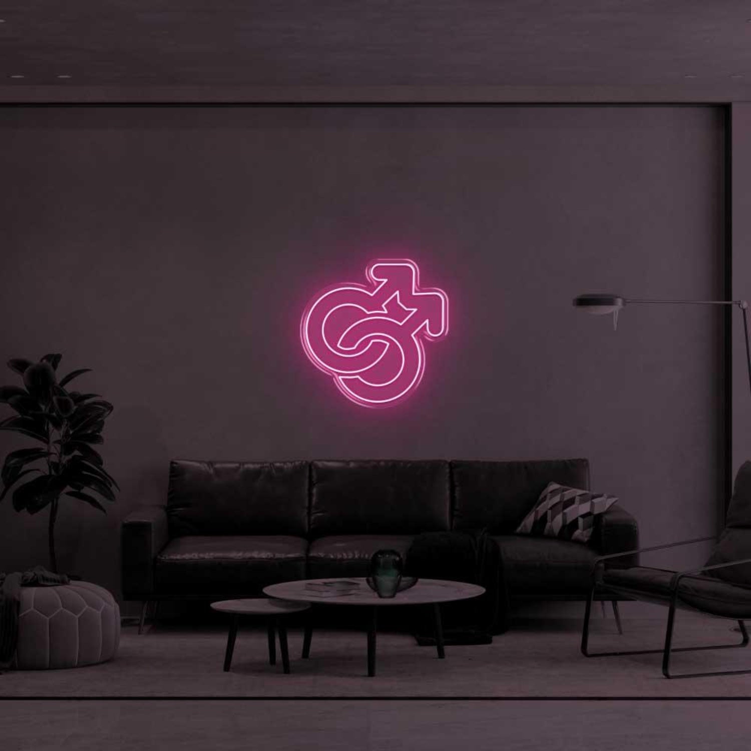 Intertwined Male Symbols Yellow Led Neon Sign For Modern Living Room | Shineneon