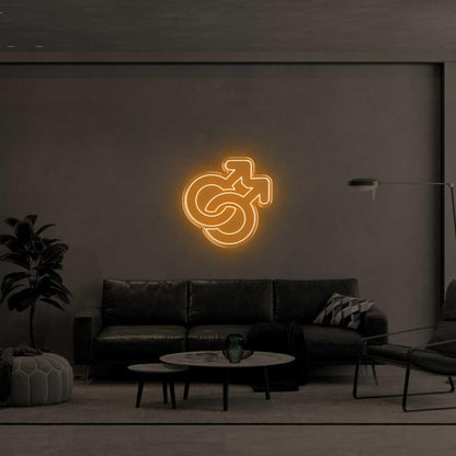 Intertwined Male Symbols Yellow Led Neon Sign For Modern Living Room | Shineneon