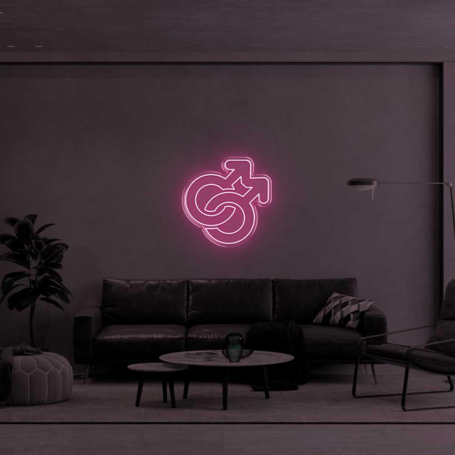 Intertwined Male Symbols Yellow Led Neon Sign For Modern Living Room | Shineneon