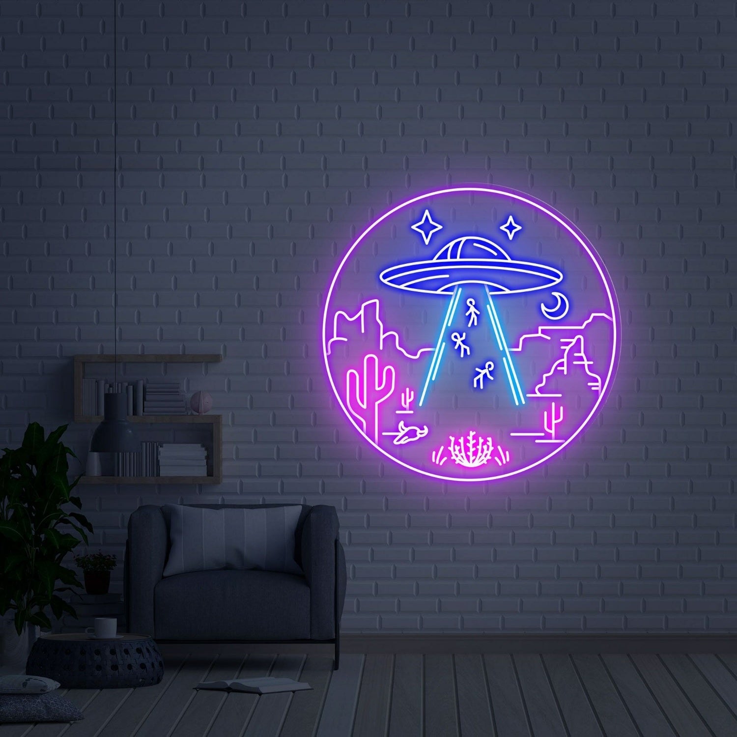 Into A Cosmic Oasis With Ufo Led Neon Sign - Shineneon