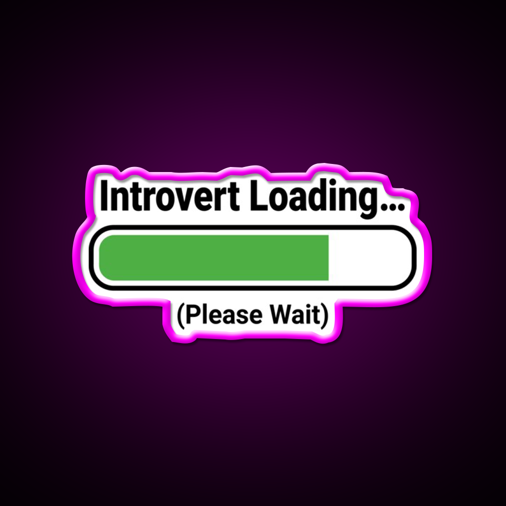 Introvert Loading Bar Man Cave Bar Led Neon Sign Rgb Color - Neon sign mounted on wall in room