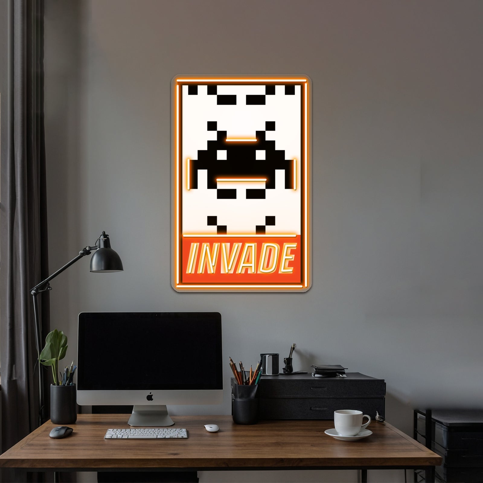 Invade Space Invaders Artwork Room Lights Neon - Shineneon