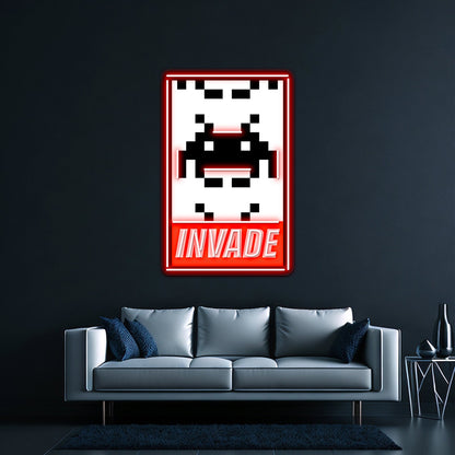 Invade Space Invaders Artwork Room Lights Neon - Shineneon