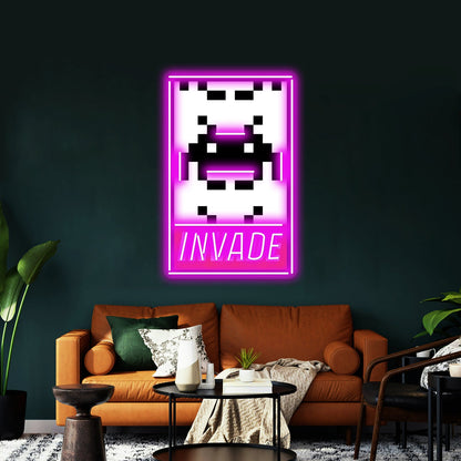 Invade Space Invaders Artwork Room Lights Neon - Shineneon