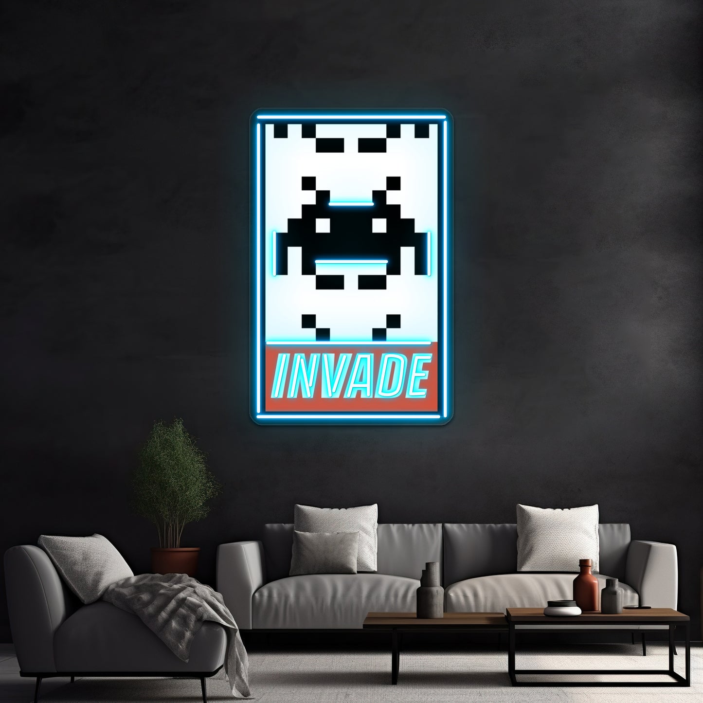 Invade Space Invaders Artwork Room Lights Neon