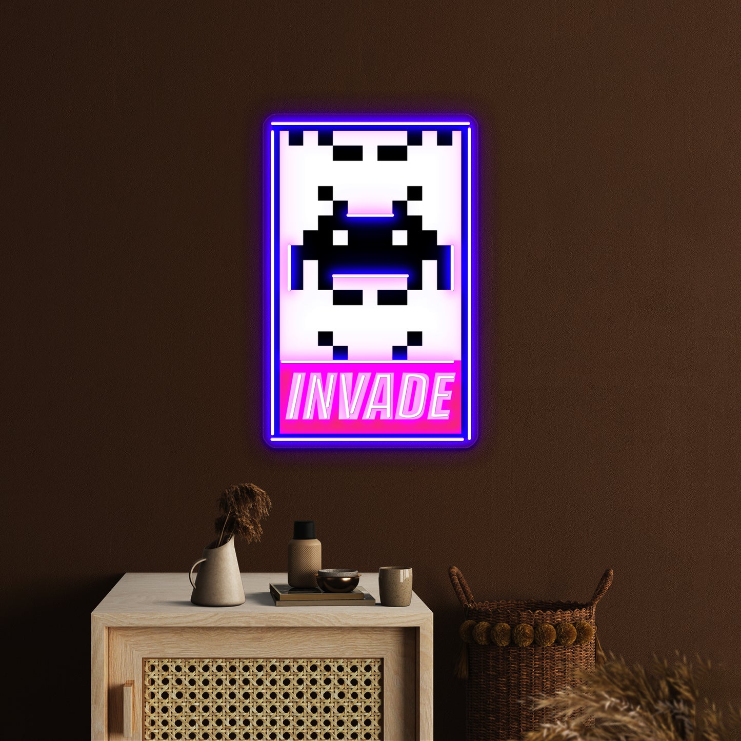 Invade Space Invaders Artwork Room Lights Neon