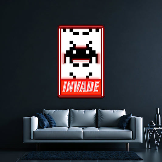 Invade Space Invaders Artwork Room Lights Neon