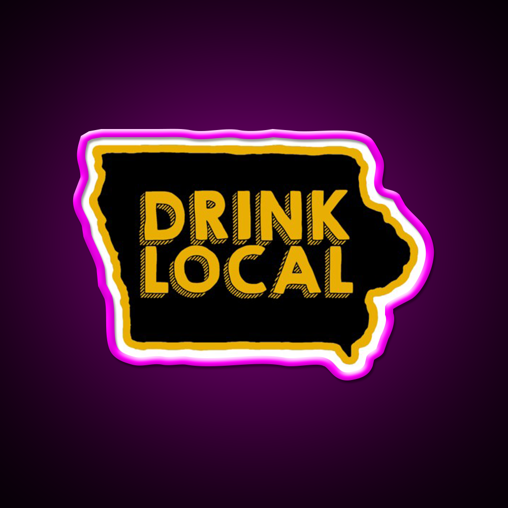 Iowa Drink Local Beer Bar Decor Led Neon Sign Rgb Color - Neon sign mounted on wall in room