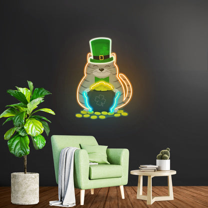 Irish Kitten Saint Patrick Day Fat Cat Led Signs - Shineneon