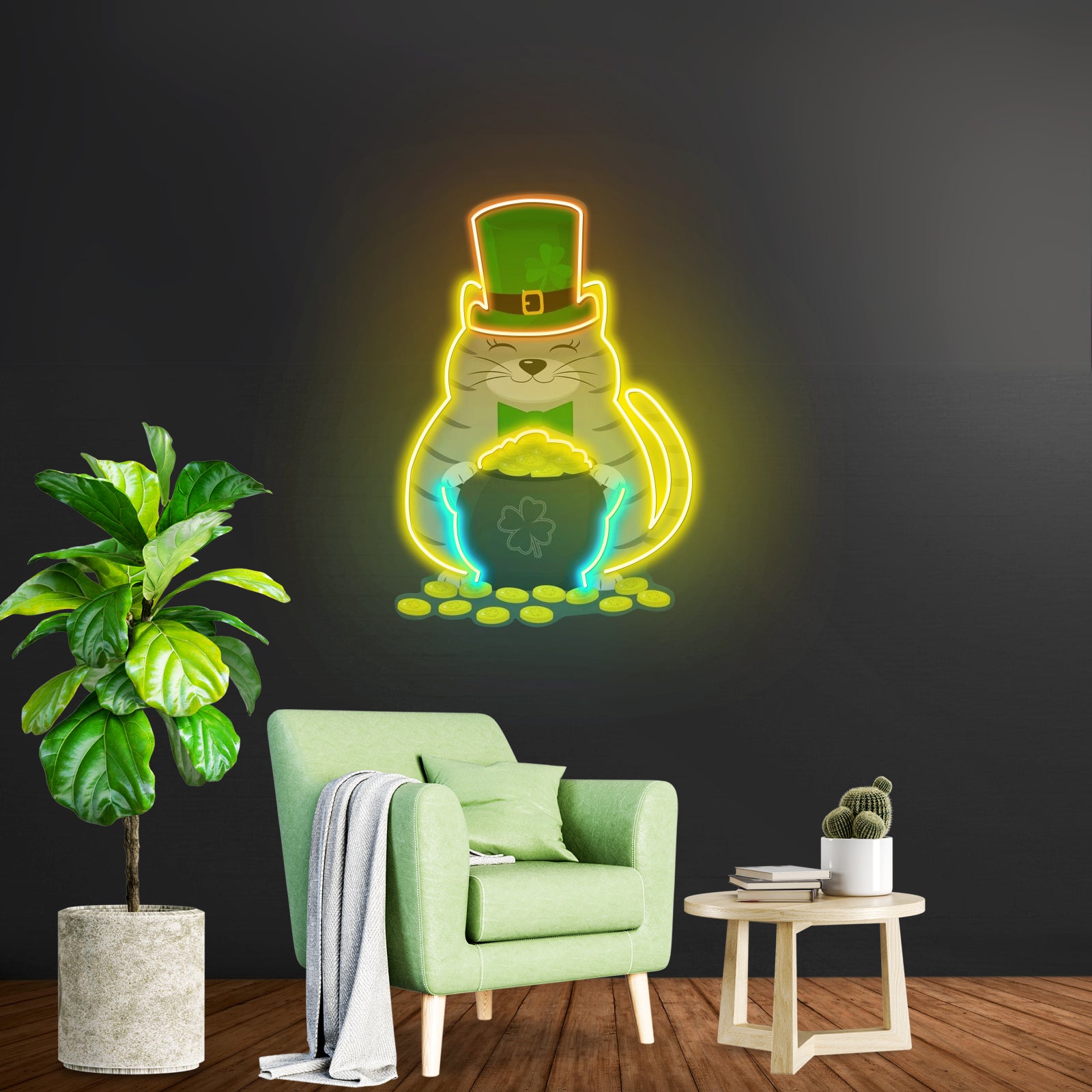 Irish Wolfhound Dog Bright Colorful Pop Dog Artwork Room Lights Neon