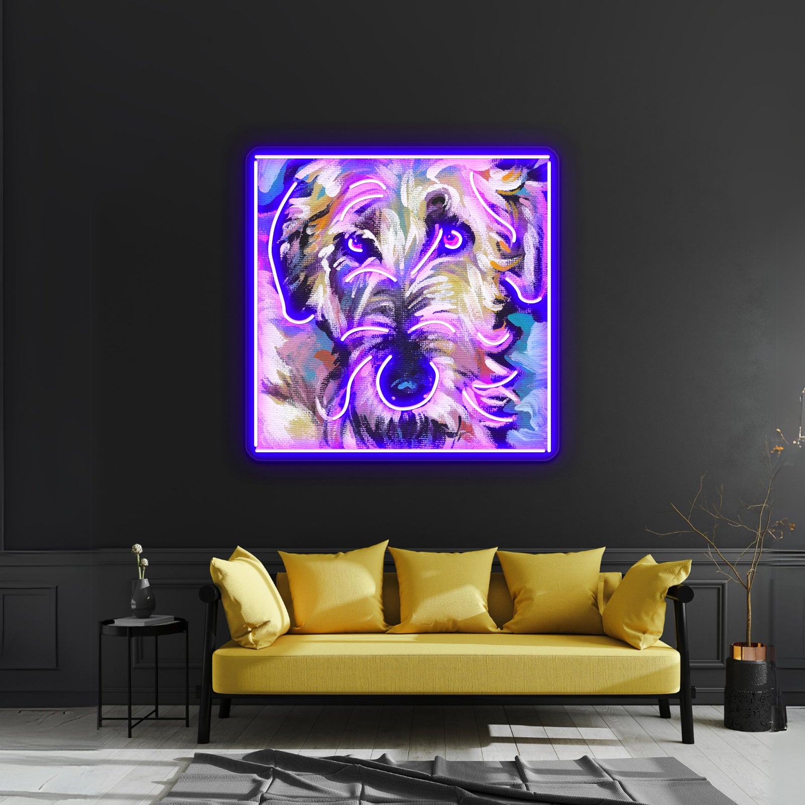 Irish Wolfhound Dog Bright Colorful Pop Dog Artwork Room Lights Neon - Shineneon