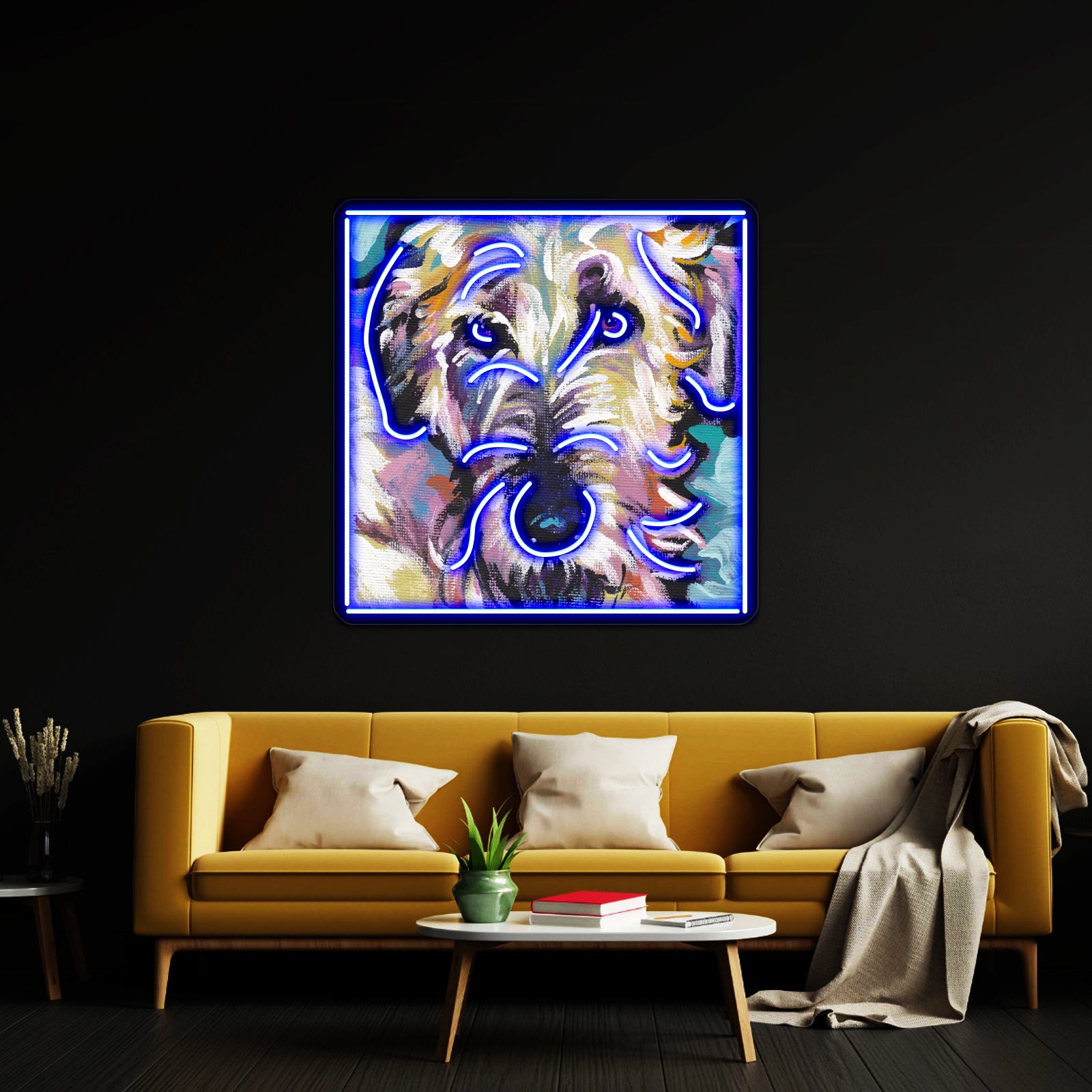 Irish Wolfhound Dog Bright Colorful Pop Dog Artwork Room Lights Neon