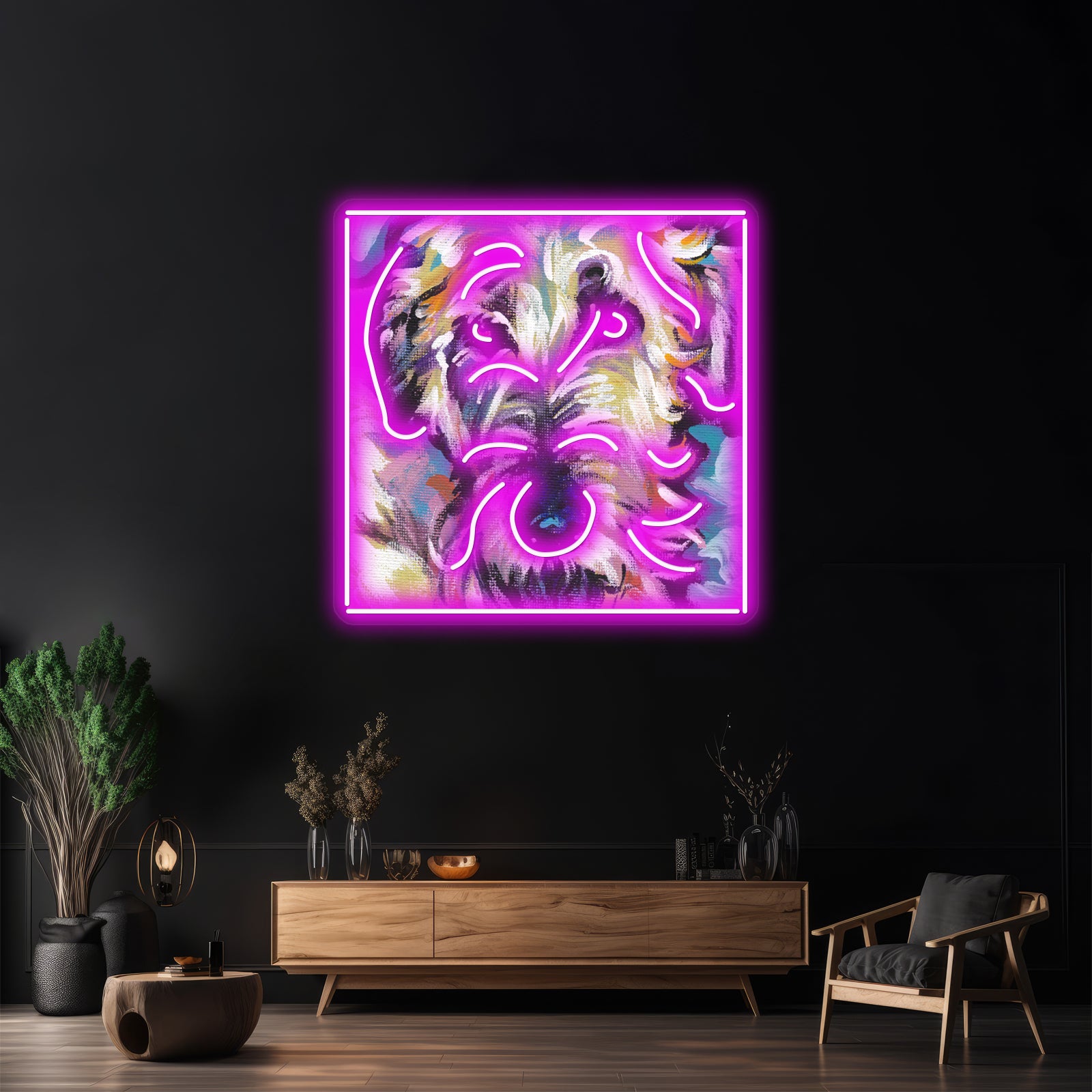 Irish Wolfhound Dog Bright Colorful Pop Dog Artwork Room Lights Neon