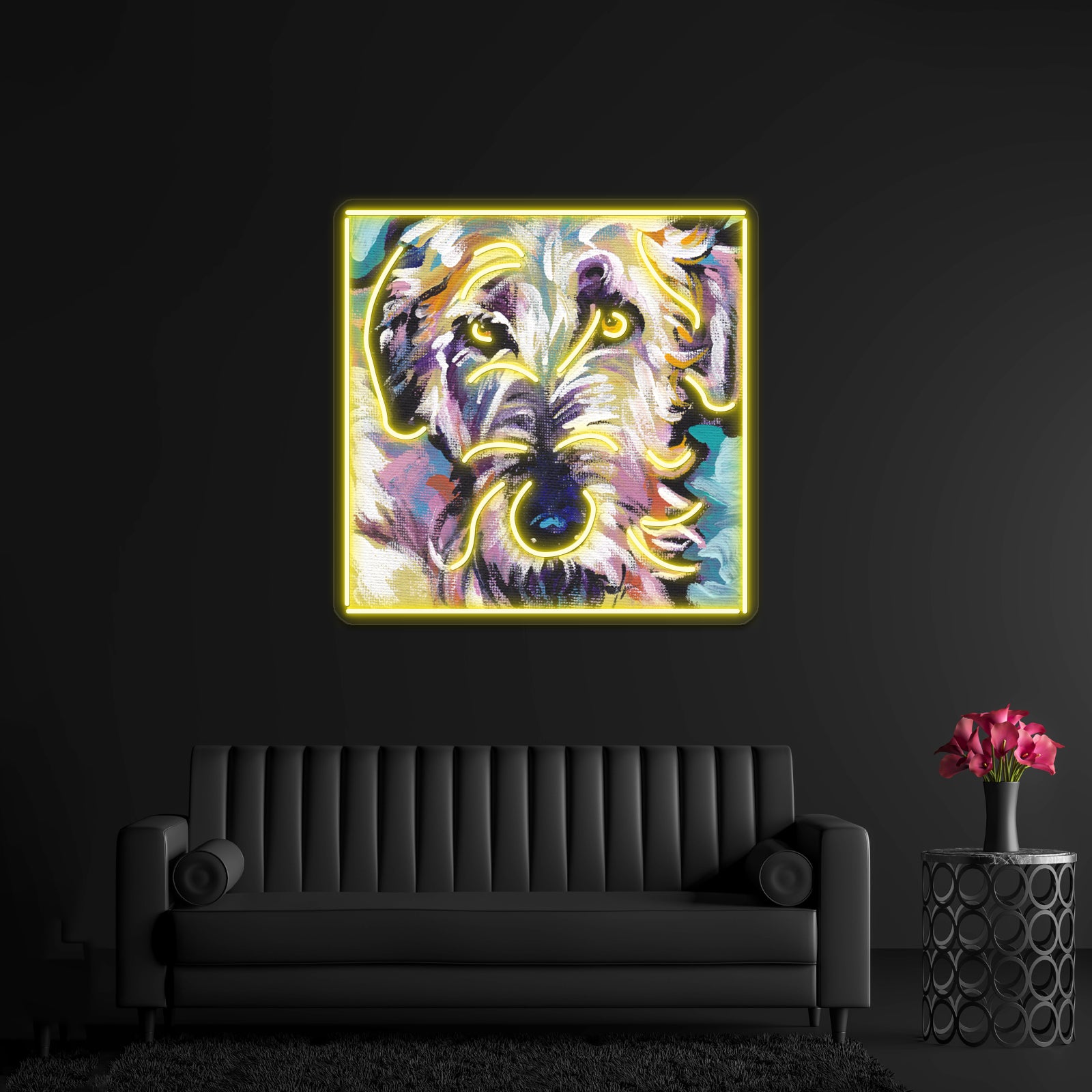 Irish Wolfhound Dog Bright Colorful Pop Dog Artwork Room Lights Neon