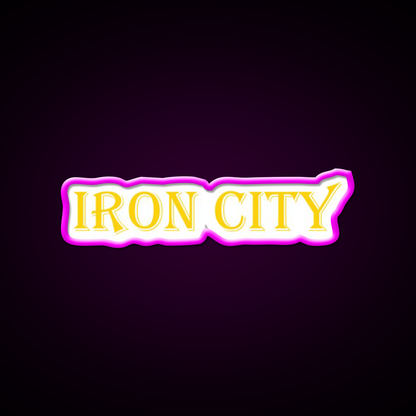 Iron City Beer Bar Decor Led Neon Sign Rgb Color - Neon sign mounted on wall in room