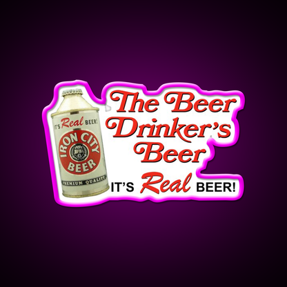 Iron City Beer Design Beer Bar Decor Led Neon Sign Rgb Color - Neon sign mounted on wall in room