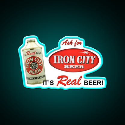 Iron City Beer Design Beer Bar Decor Led Neon Sign Wall Art Rgb Color - Size and dimension reference