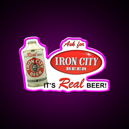 Iron City Beer Design Beer Bar Decor Led Neon Sign Wall Art Rgb Color - Neon sign mounted on wall in room