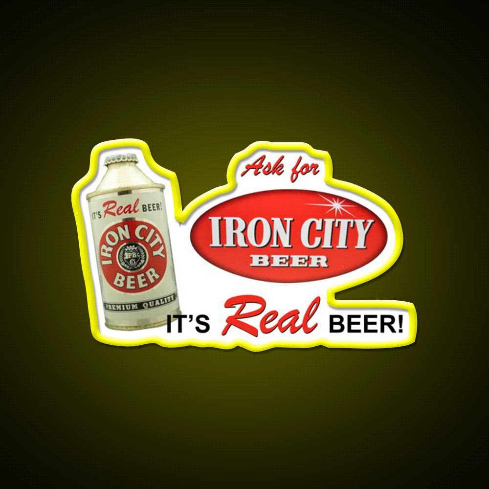 Iron City Beer Design Beer Bar Decor Led Neon Sign Wall Art Rgb Color - Custom LED neon sign front view
