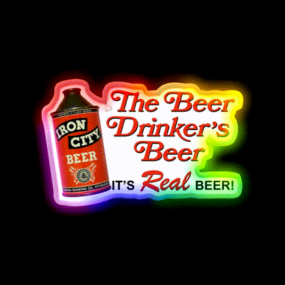 Iron City Beer Old Cone Top Can Design Beer Bar Decor Led Neon Sign Rgb Color - LED neon sign close-up detail