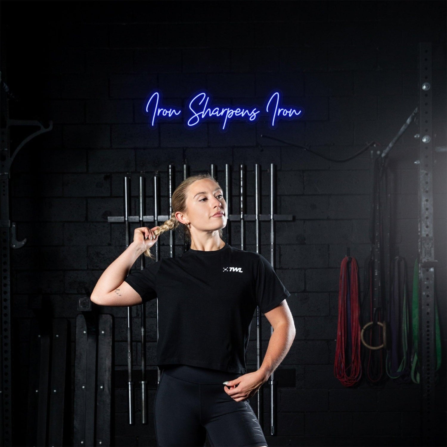 Iron Sharpens Iron Bright Green Handwritten Led Neon Sign For Gym Wall | Shineneon