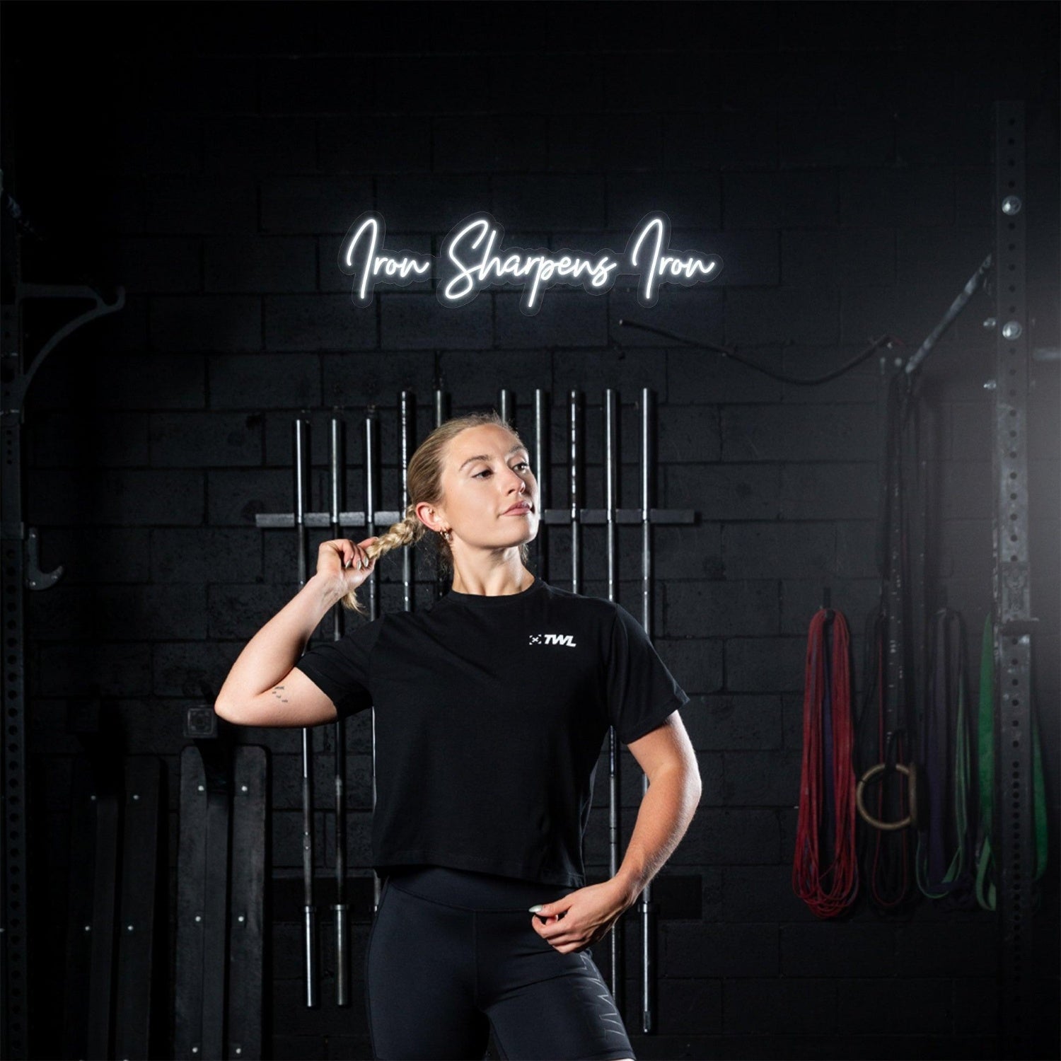 Iron Sharpens Iron Bright Green Handwritten Led Neon Sign For Gym Wall | Shineneon