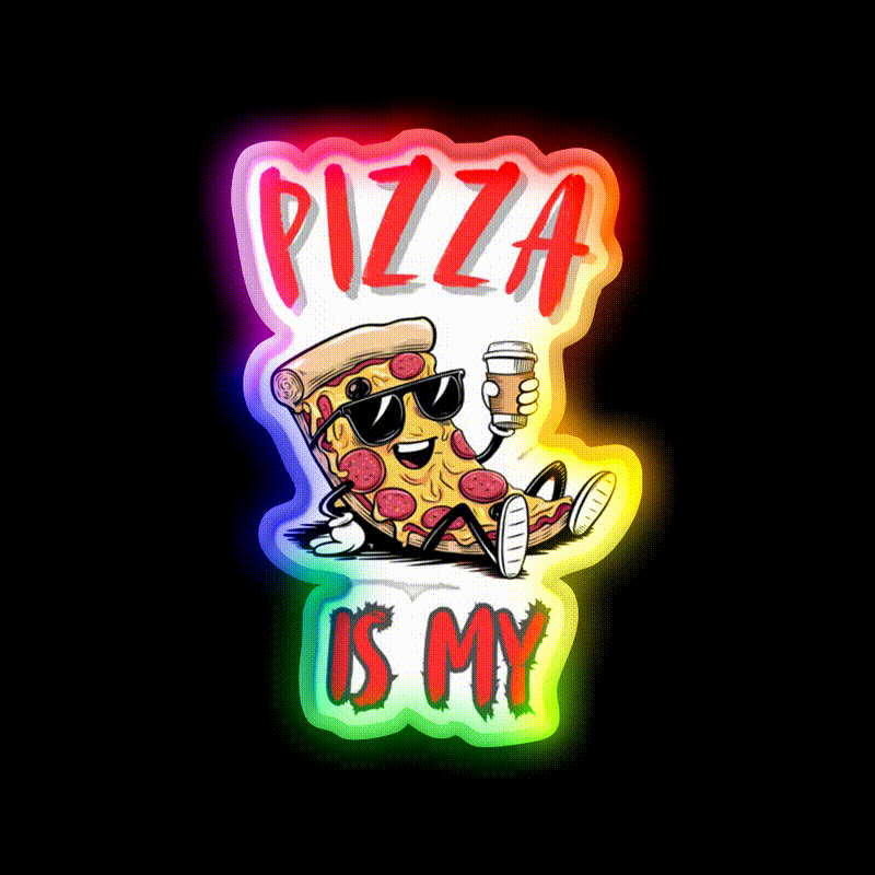 Is My Pizza Lover Coffe Fast Food Led Neon Sign For Burger Place Rgb Color