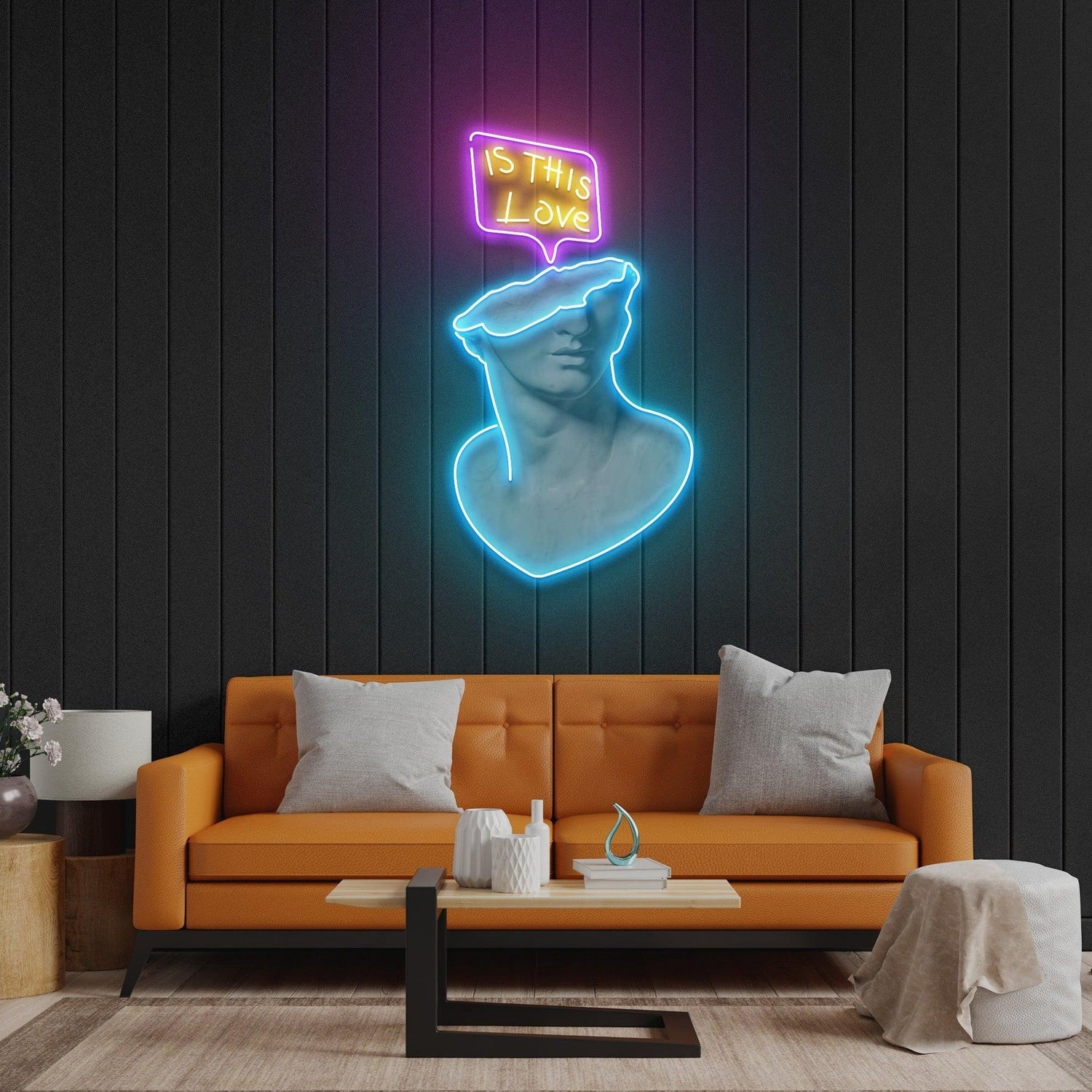 Is This Love Blue Pink Sculpture Dialog Uv Printed Led Neon Sign Artwork | Shineneon