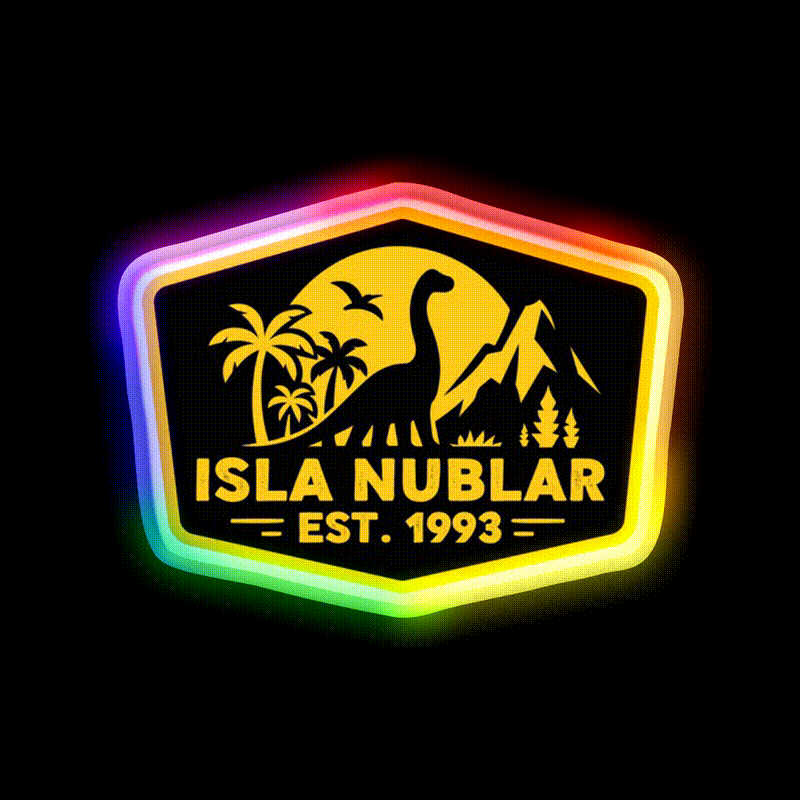 Isla Nublar Badge Welcome Led Neon Sign Open Sign Rgb Color - LED neon sign close-up detail