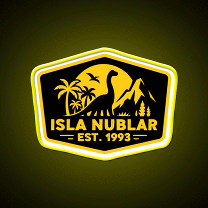 Isla Nublar Badge Welcome Led Neon Sign Open Sign Rgb Color - Custom LED neon sign front view