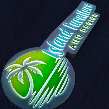 Island Furniture And Design 3D Front And Back Lit Letters Metal Led Sign