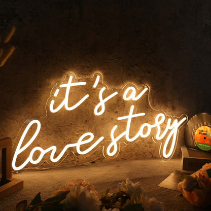 It Is A Love Story Yellow Custom Led Neon Sign | Shineneon