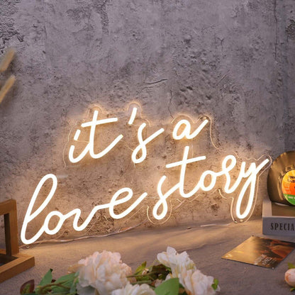 It Is A Love Story Yellow Custom Led Neon Sign - Shineneon