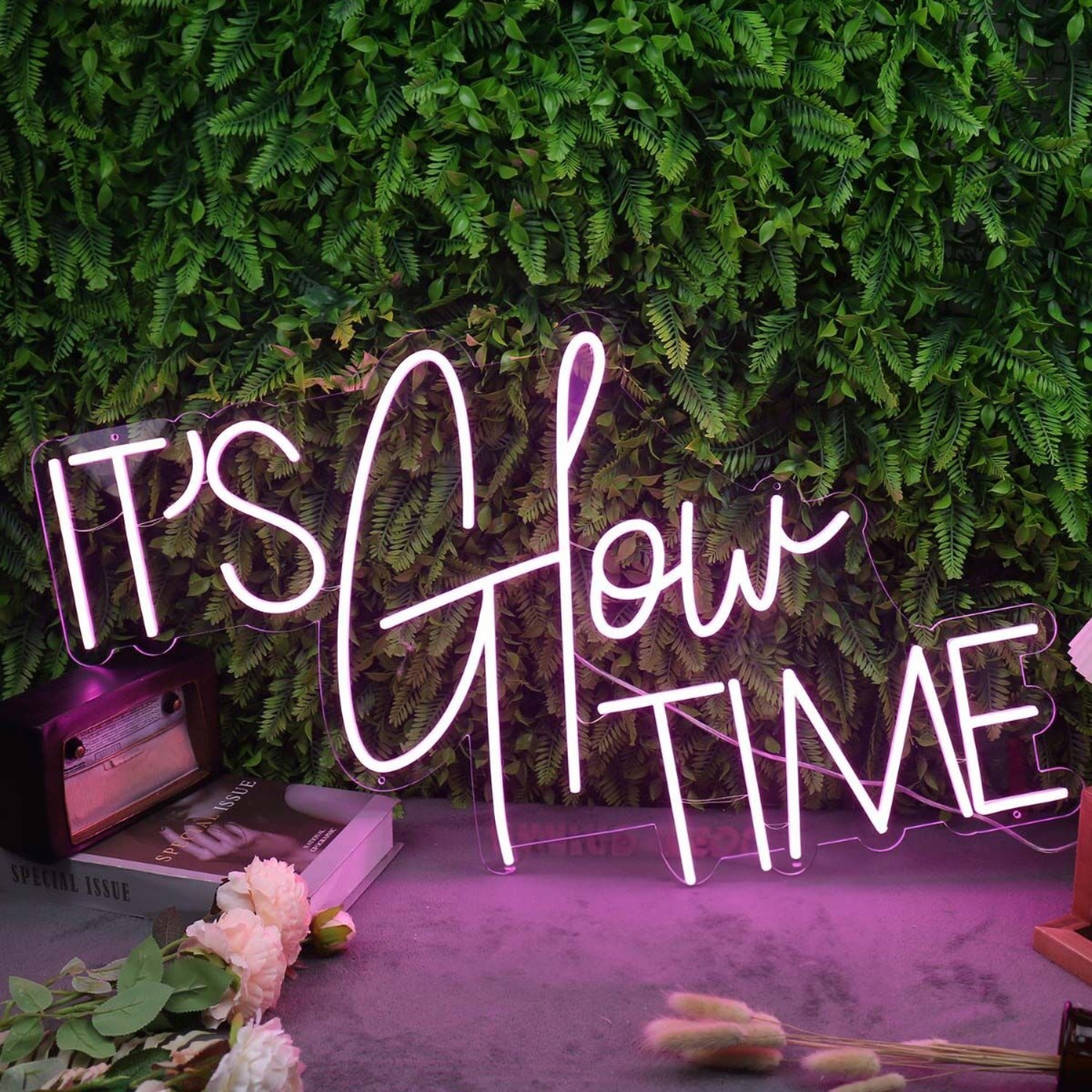 It Is Glow Time Pink Custom Neon Sign | Shineneon