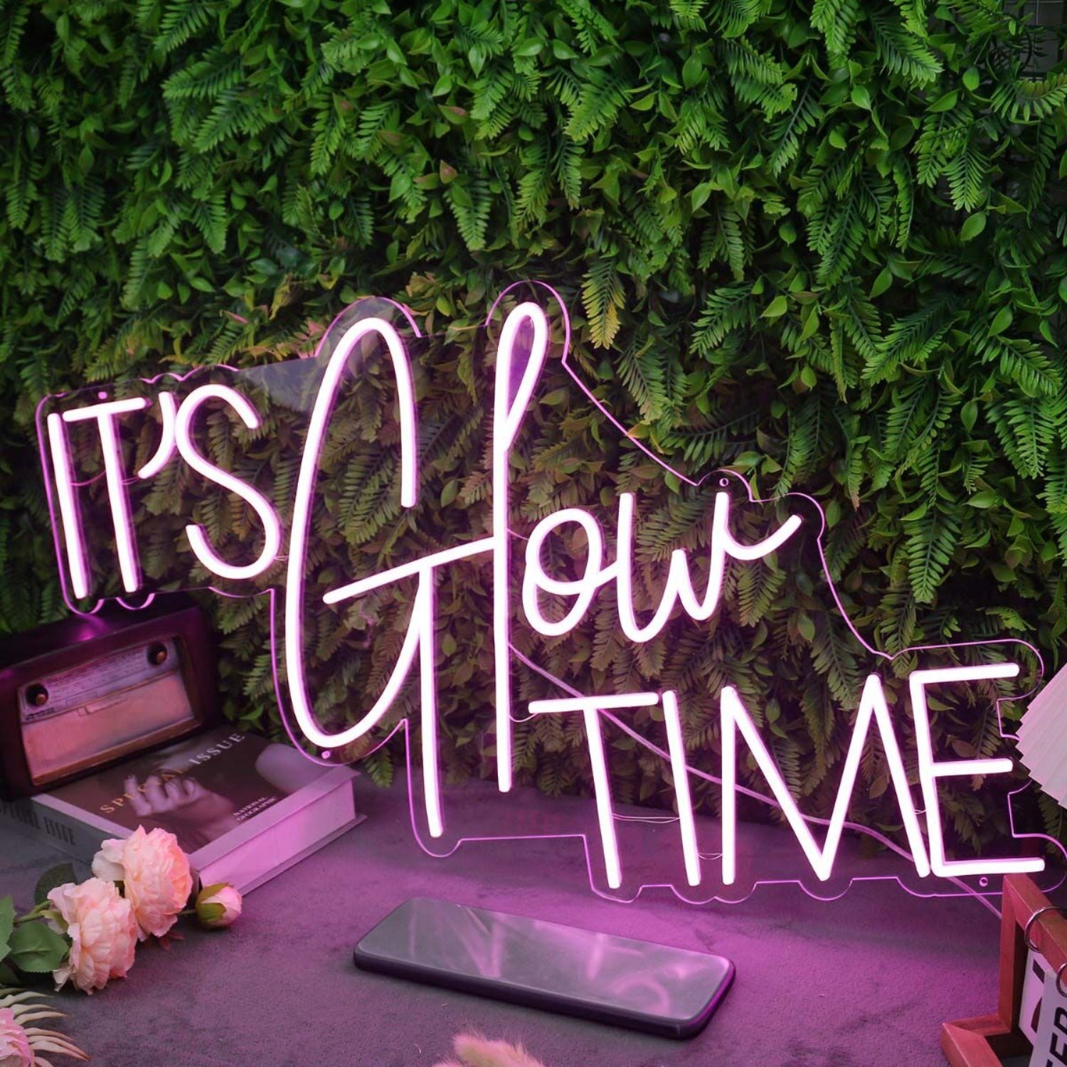 It Is Glow Time Pink Custom Neon Sign | Shineneon