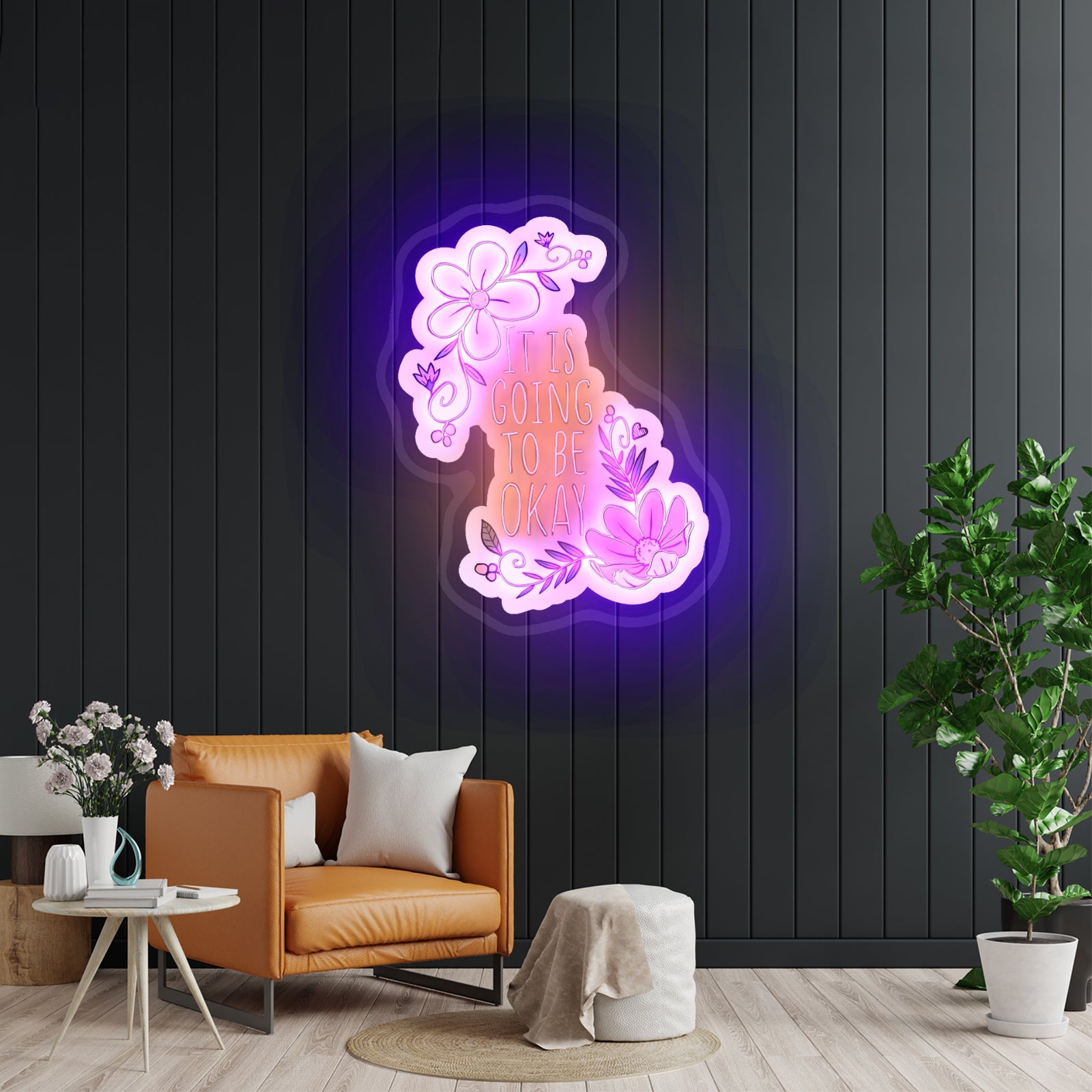 It Is Going To Be Okay Floral Artwork Neon Wall Signs - Shineneon