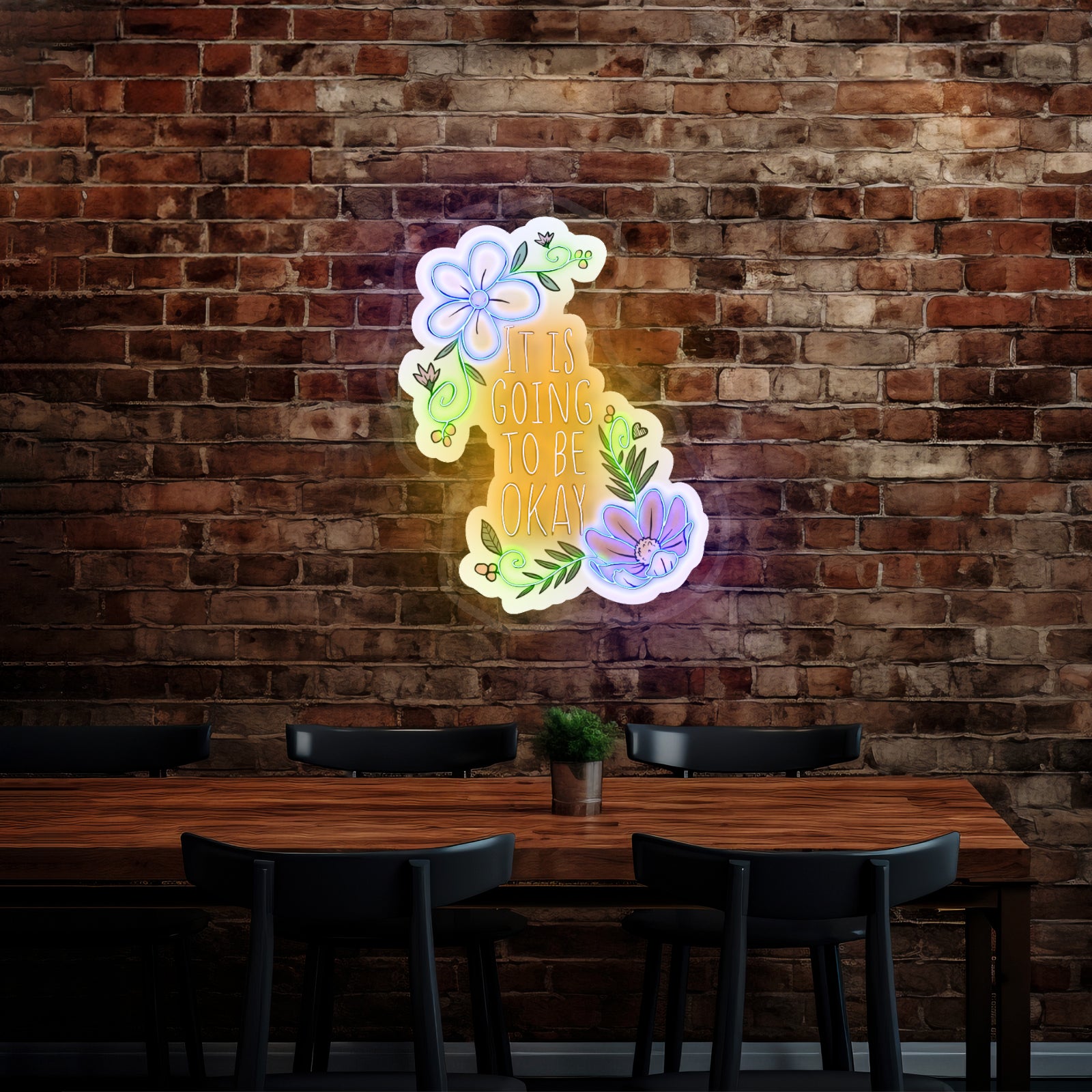 It Is Going To Be Okay Floral Artwork Neon Wall Signs