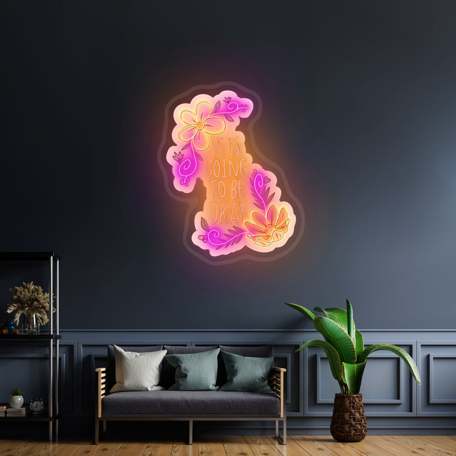 It Is Going To Be Okay Floral Artwork Neon Wall Signs