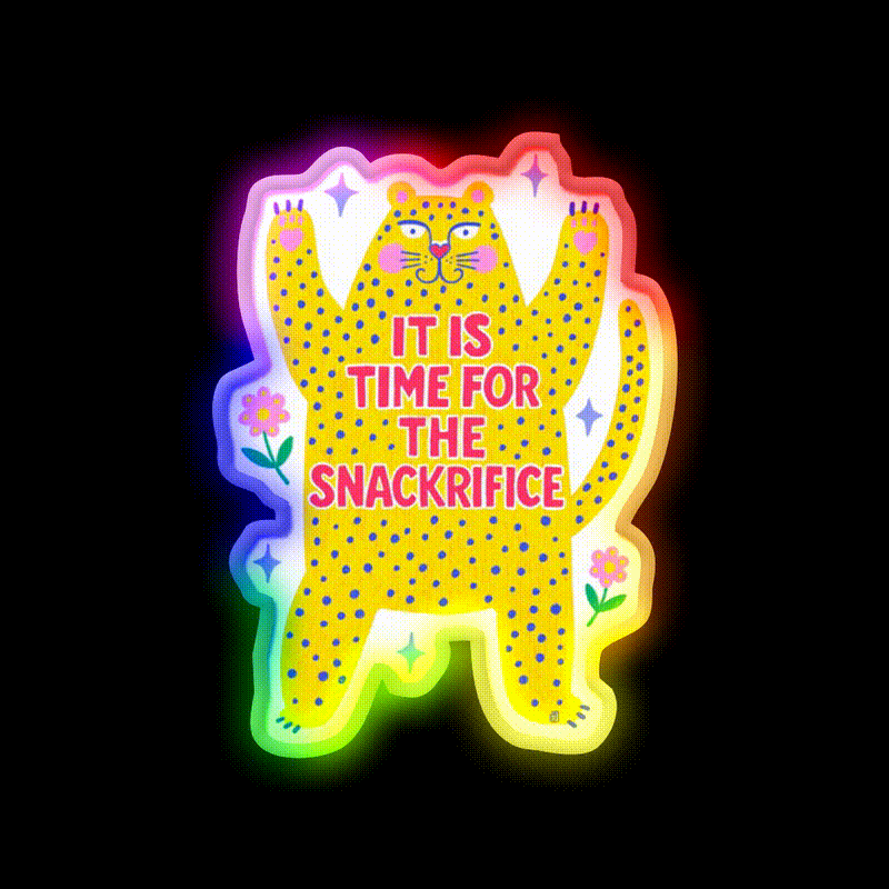 It Is Time For The Snackrifice Snack Food Led Neon Sign Rgb Color - LED neon sign close-up detail