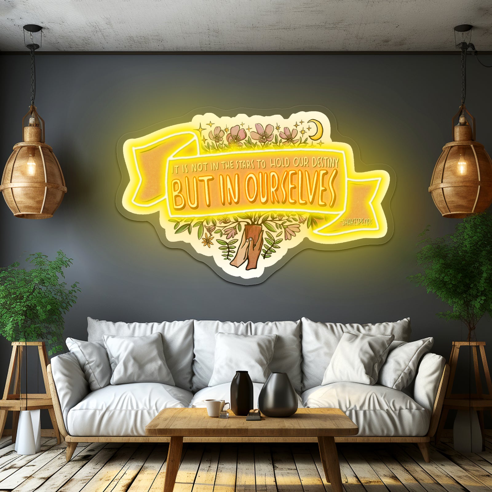 It Ls Not In The Stars To Hold Our Destiny William Shakespeareartwork Neon Wall Signs