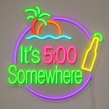 It S 500 Somewhere LED Neon Sign In The Dark With An Orange And Green Bottle main product image