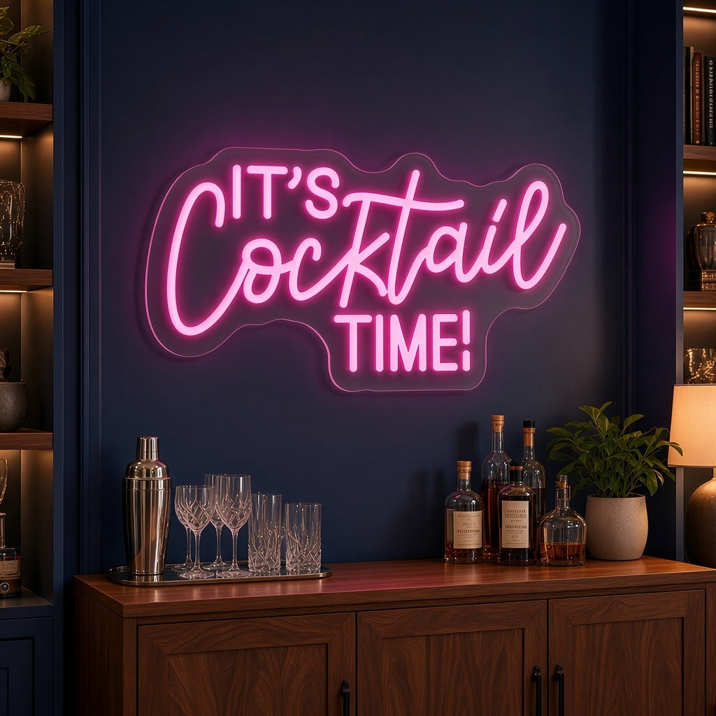 It's Cocktail Time LED Neon Sign - advertising view