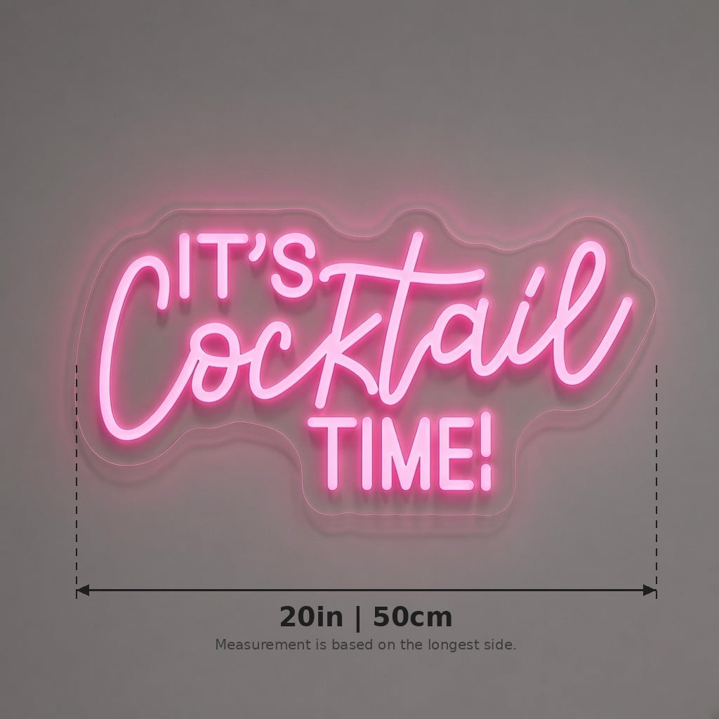 It's Cocktail Time LED Neon Sign - size guide